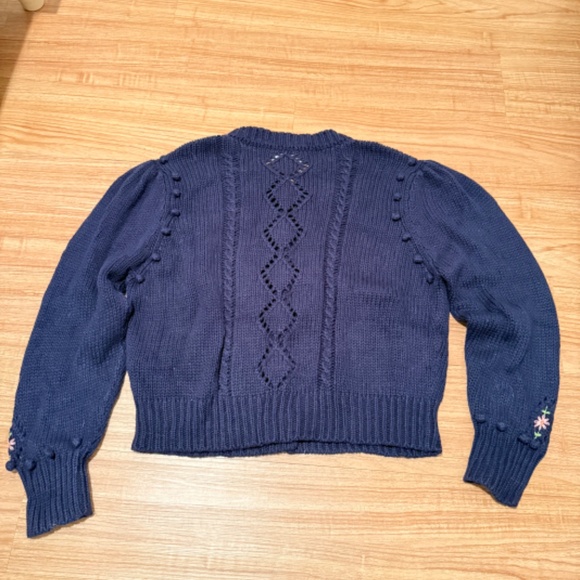 DOEN Forget Me Not Navy Blue Cardigan, Size Large - Picture 6 of 8